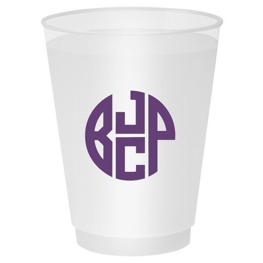 4 Initial Rounded Monogram Shatterproof Cups